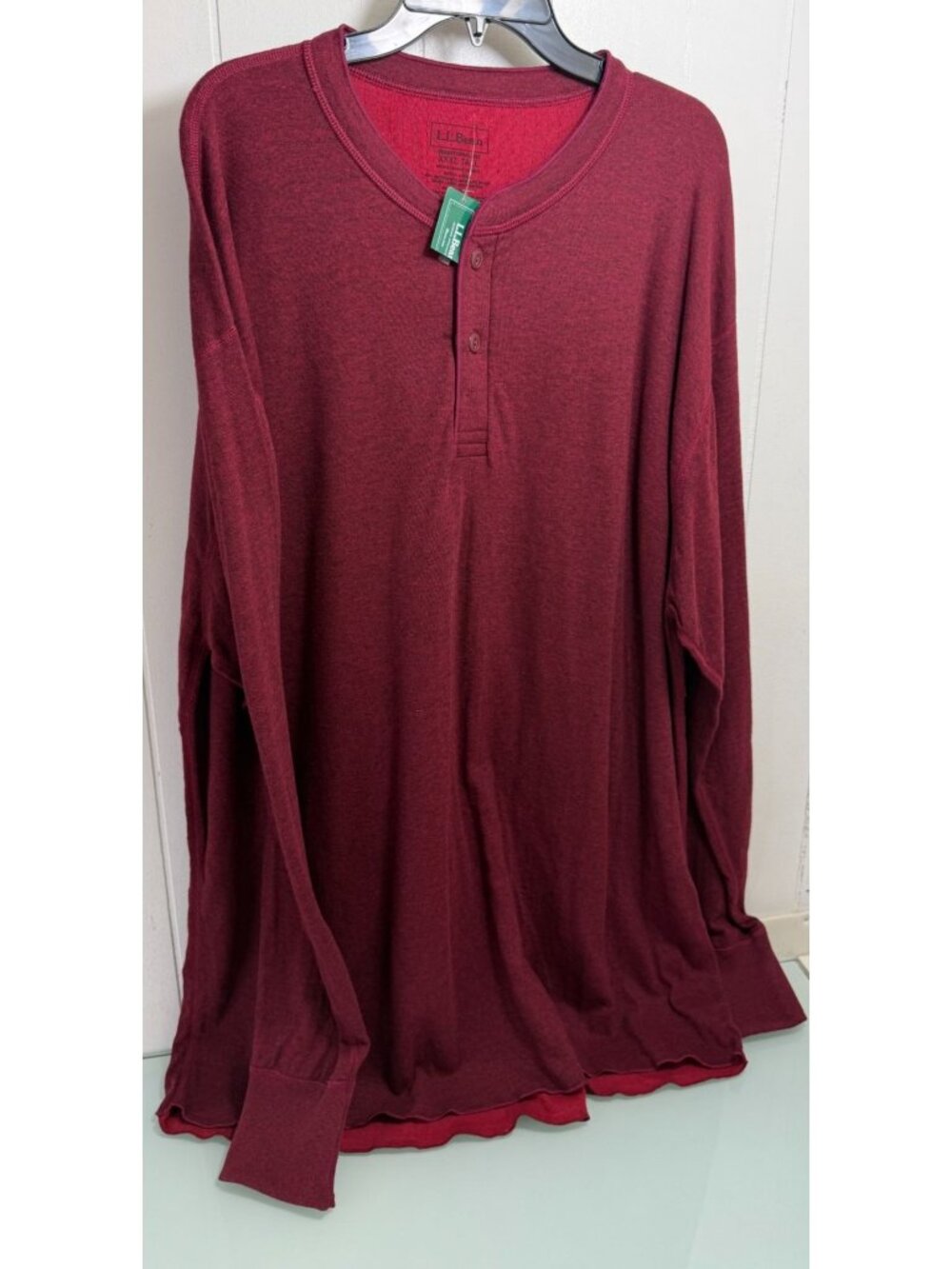 LL Bean Henley Mens XXXL Tall 3XT Two-Layer River Driver's Shirt Wool Blend NWT